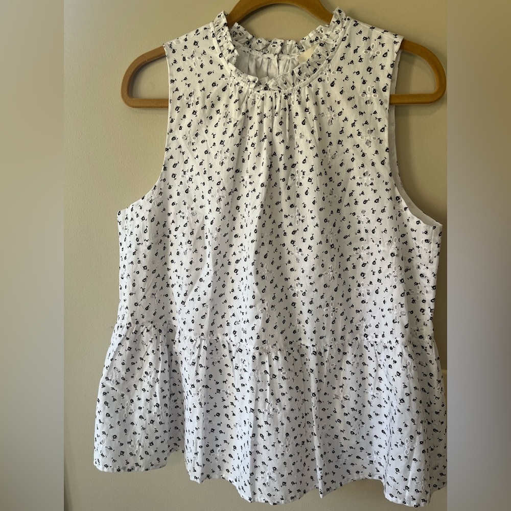 Loft floral eyelet top NWT large